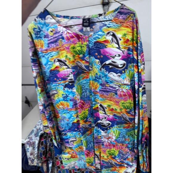 Barco Uniforms Tops - Barco Uniforms Dolphin Marine Life Scrub Jacket Snap Front 4XL Multi Color